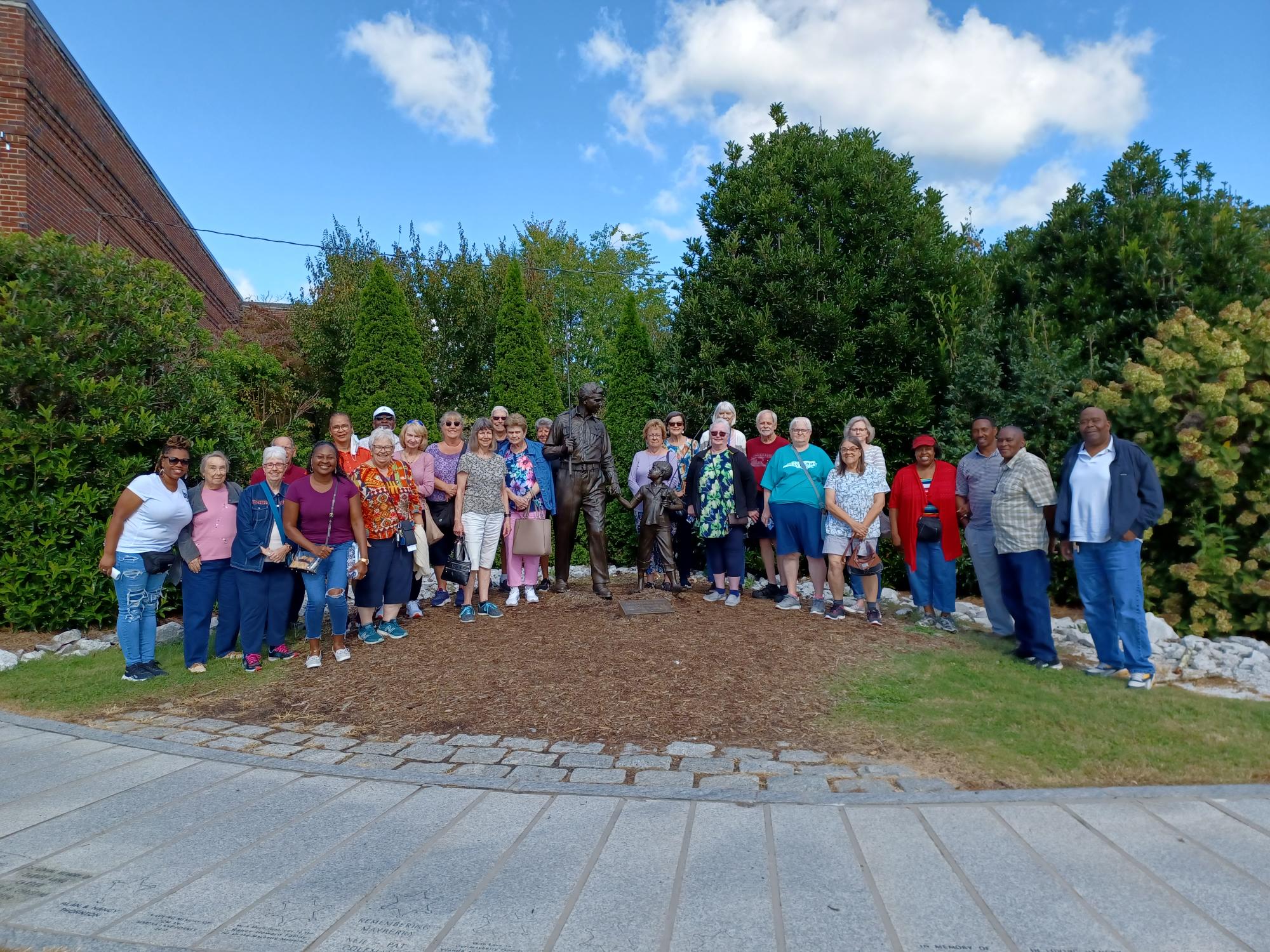 Group picture by Andy and Opie Statue