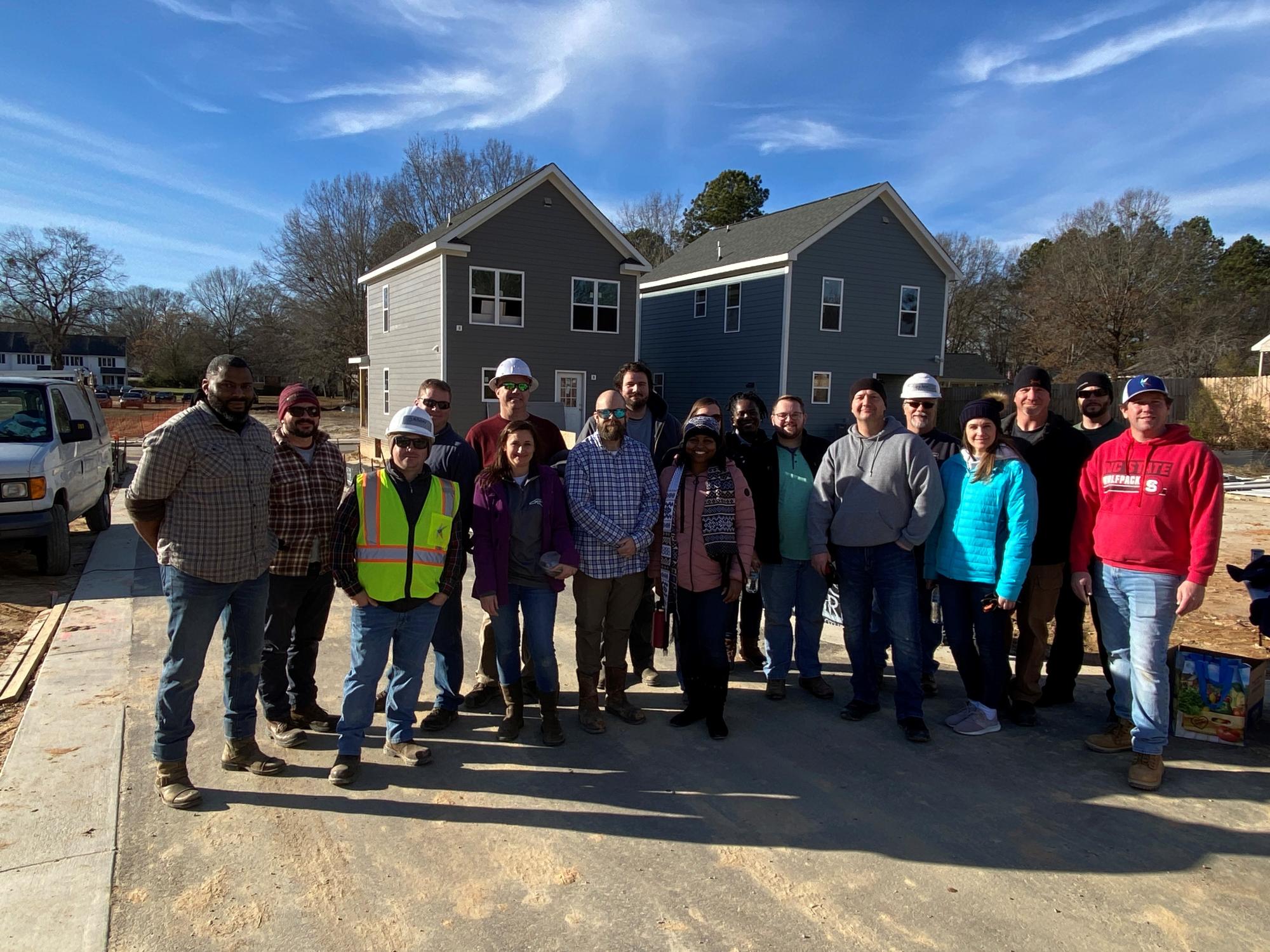 Town of Knightdale Staff at the Habitat for Humanity job site near Flowers Street. 