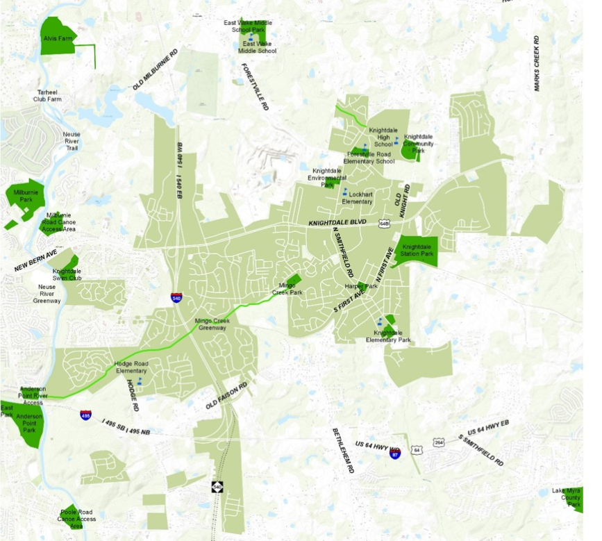 Parks, Greenways, and Facilities map